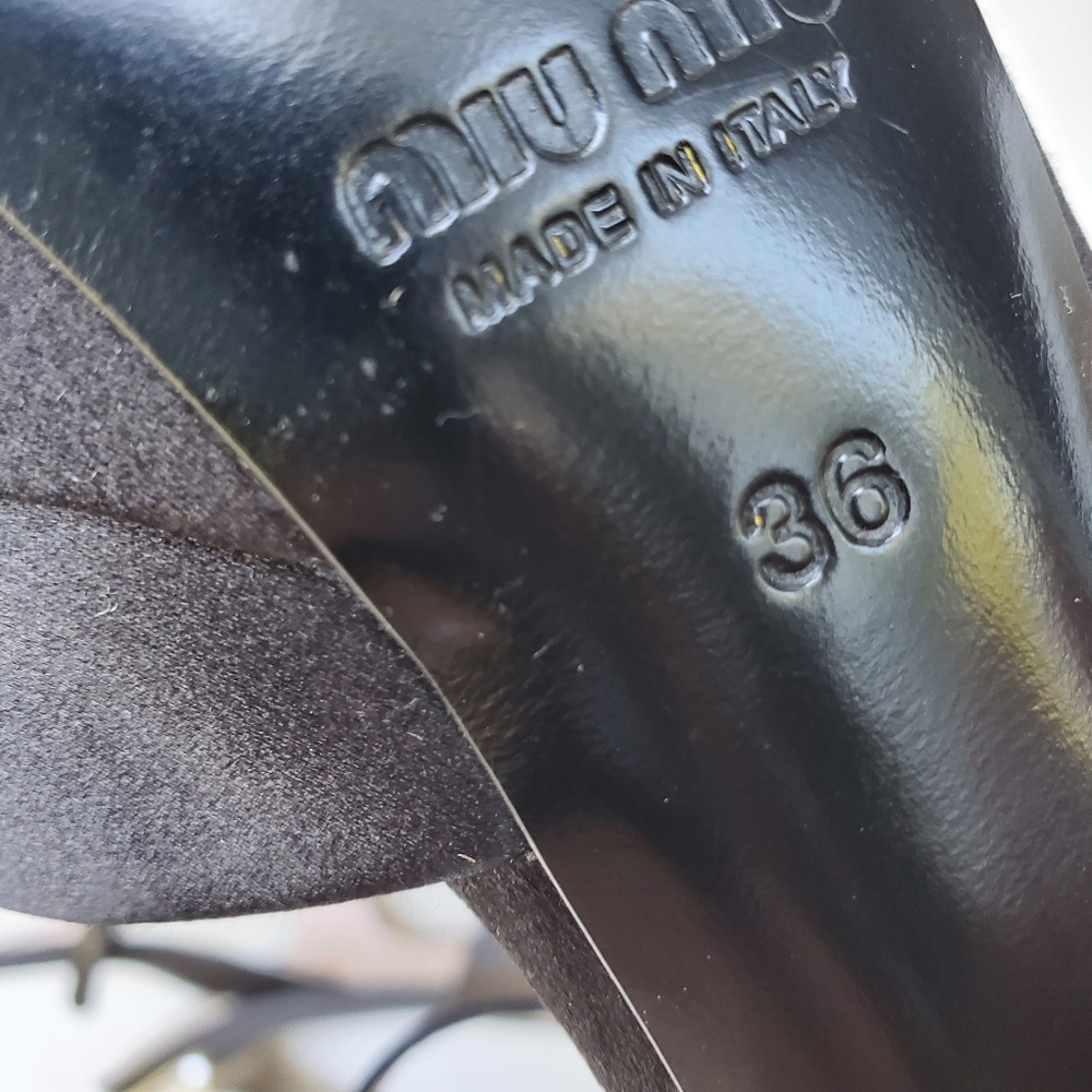 Miu Miu Black Heels with Silver Studded Accents - Picture 2 of 6